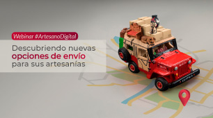 Imagen ilustrativa del webinar #ArtesanoDigital "Descubriendo nuevas opciones de envío para sus artesanías" fotografía de la artesanía tradicional willys cargando cajas y artesanías 