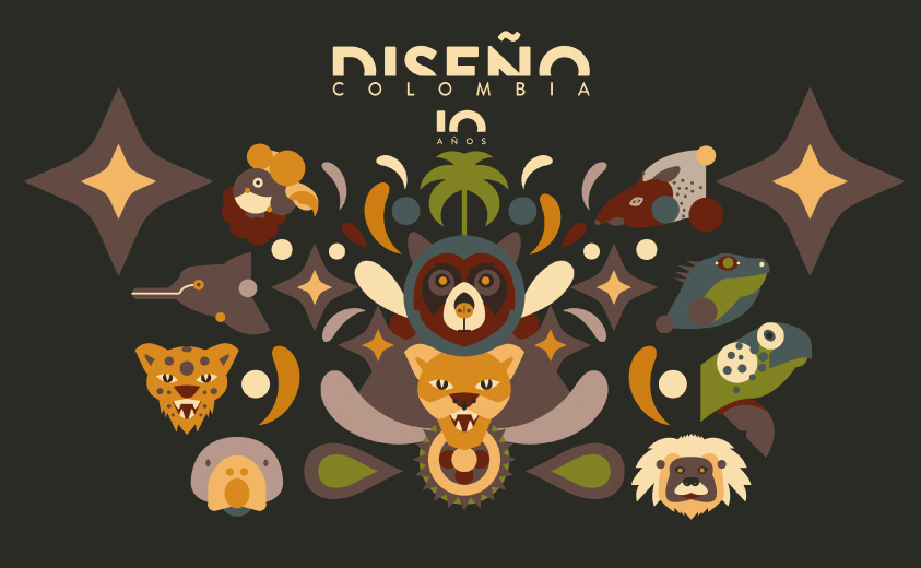 Imagen ilustrativa de la colección 'Salvaje' de Diseño Colombia con ilustraciones de diez animales en vía de extinción
