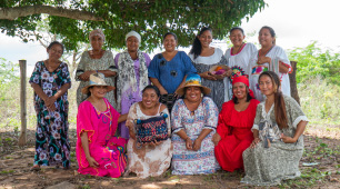 Foto de un grupo de artesanas Wayúu